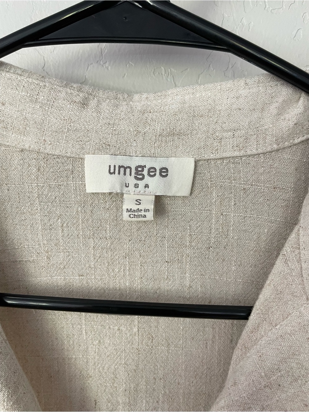 NWOT Umgee Boutique Button Down Oatmeal Babydoll Linen Top - Picture 2 of 3